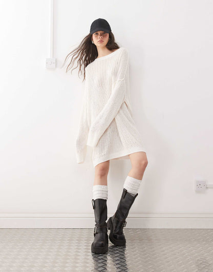 Dilaria Oversized Slouchy Open Knit Jumper