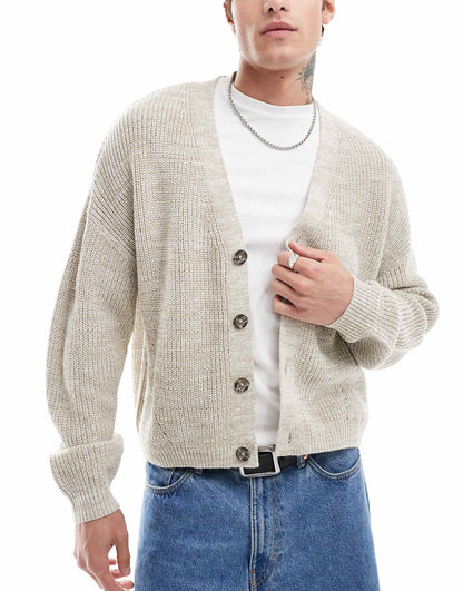 Relaxed Knitted Fisherman Rib Cardigan