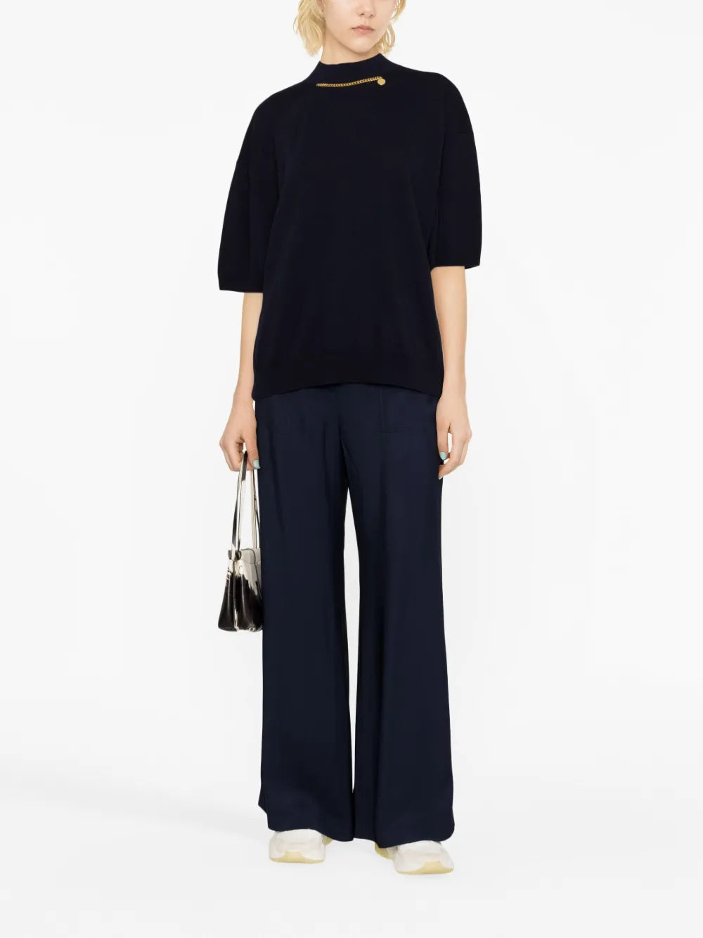Falabella High-Neck Wool Blouse