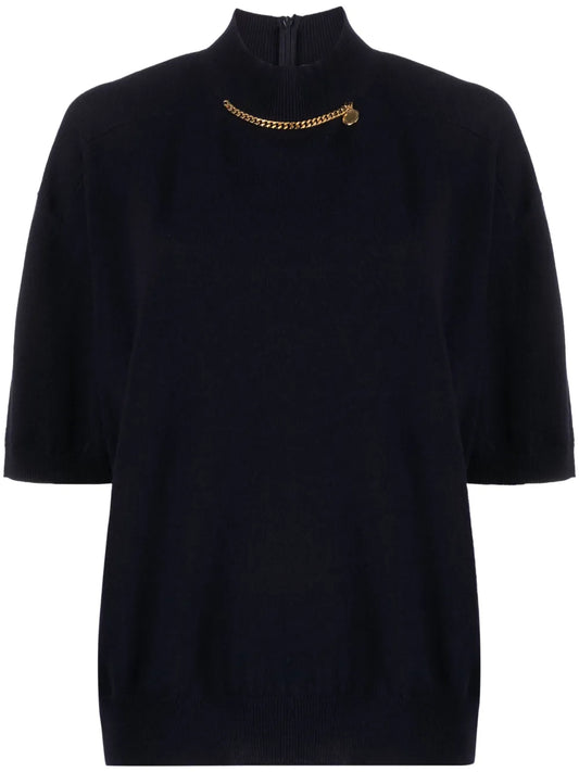 Falabella High-Neck Wool Blouse