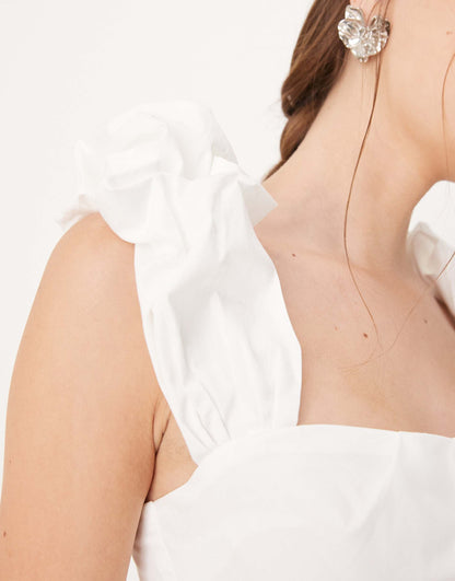 Puff Sleeve Milkmaid Top With Elasticated Back