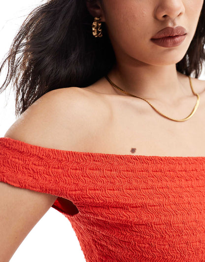 Bardot Crinkle Bodysuit