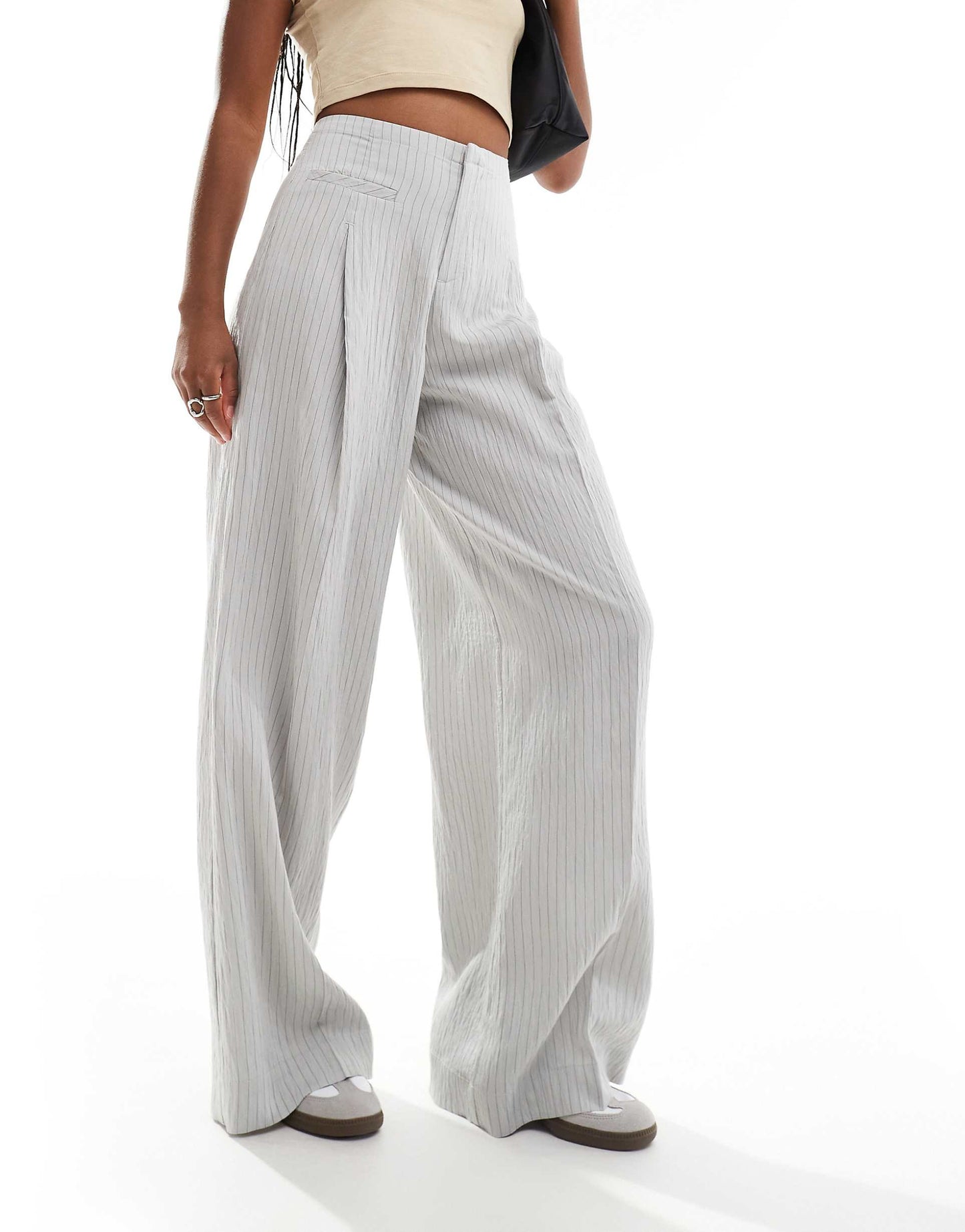 High Waisted Wide Leg Tailored Trousers