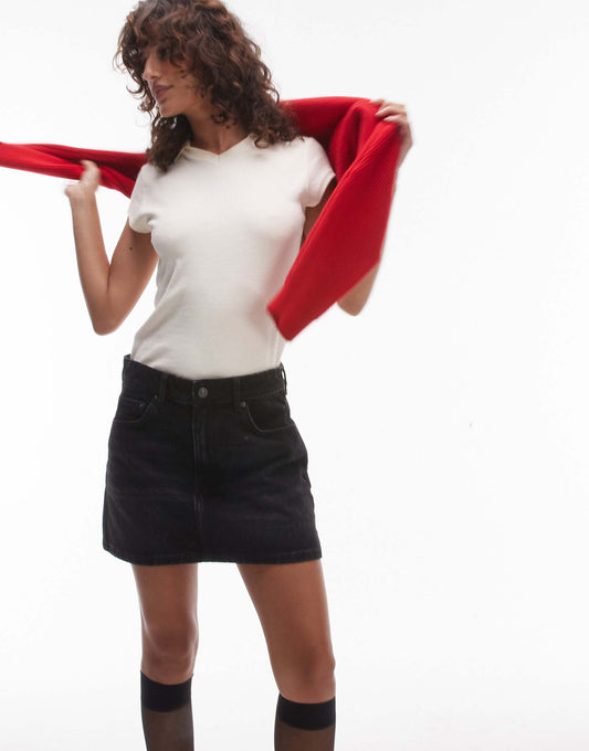 Denim Mini Pelmet Skirt