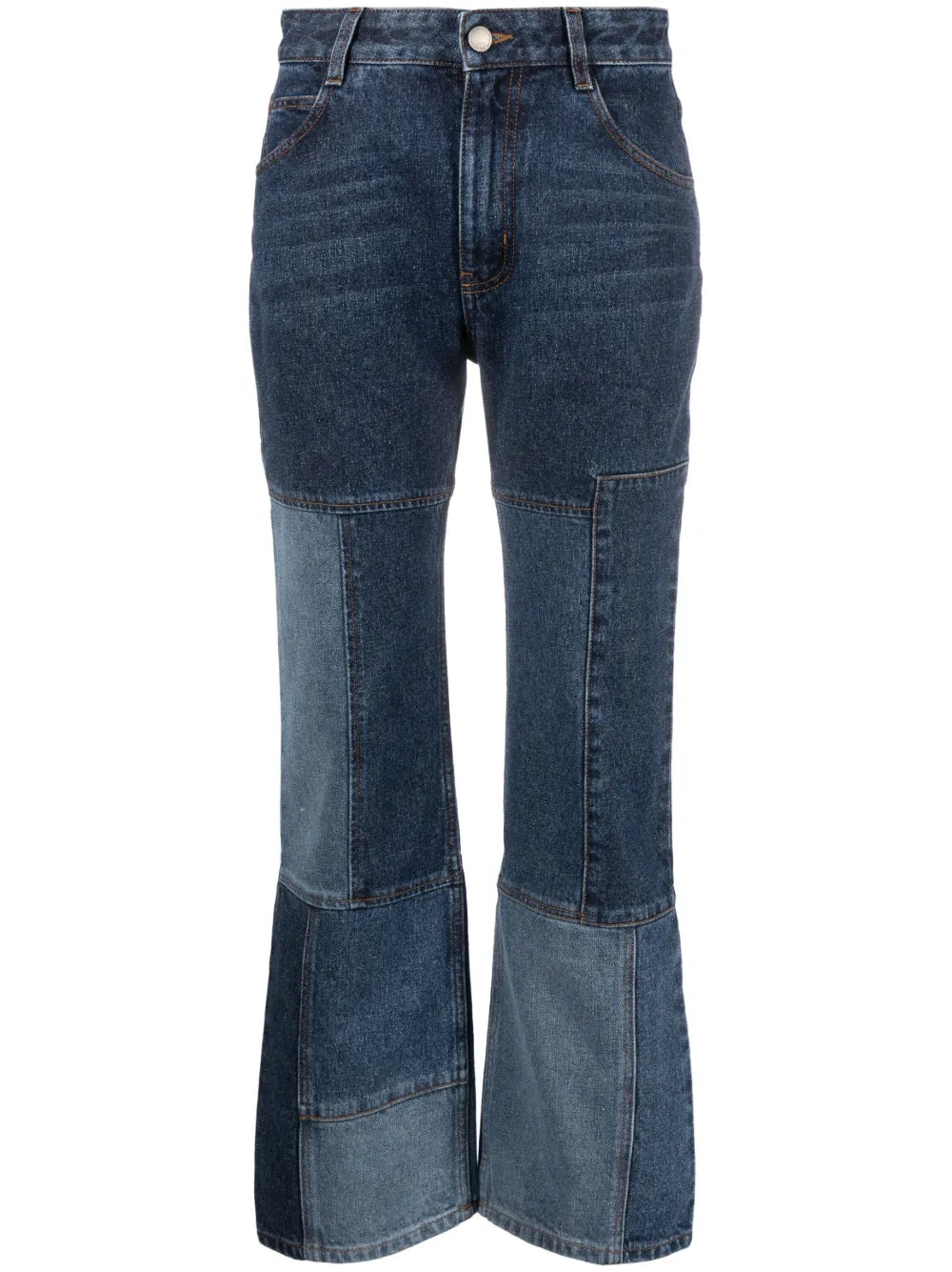 Patchwork Cropped Flared Jeans