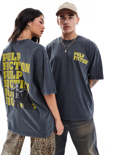 Unisex Oversized License T-Shirt With Pulp Fiction Print