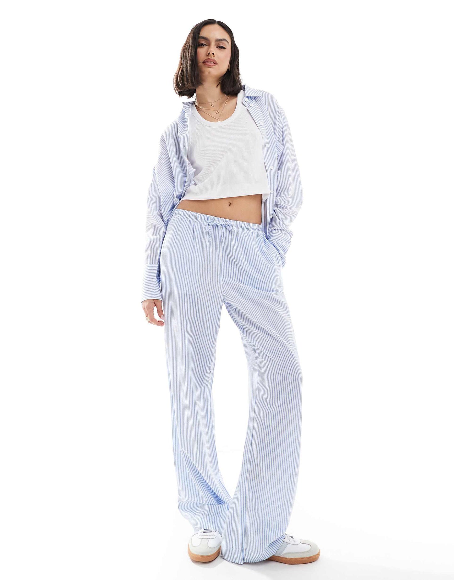 Drawstring Waist Wide Leg Trousers Co-Ord