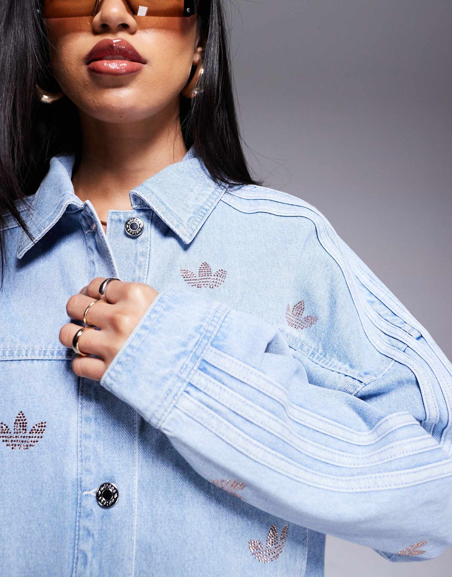 Denim Jacket With Rhinestone Embellishment