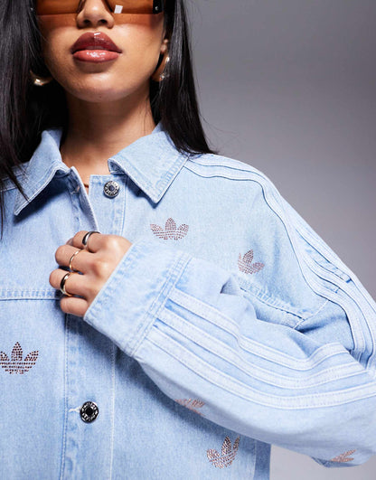 Denim Jacket With Rhinestone Embellishment