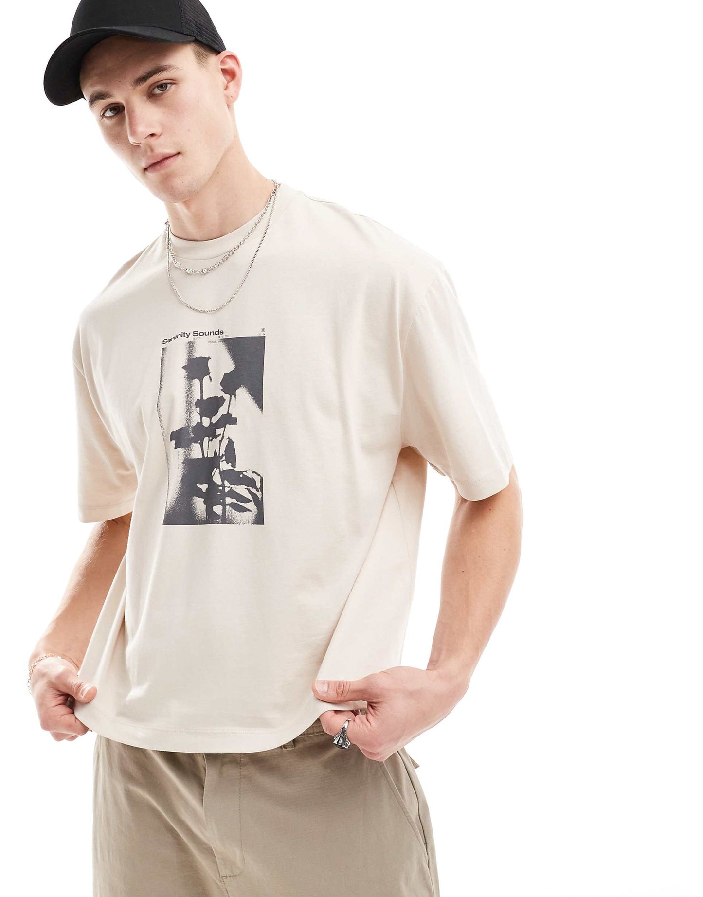 Boxy Oversized T-Shirt With Floral Chest Print