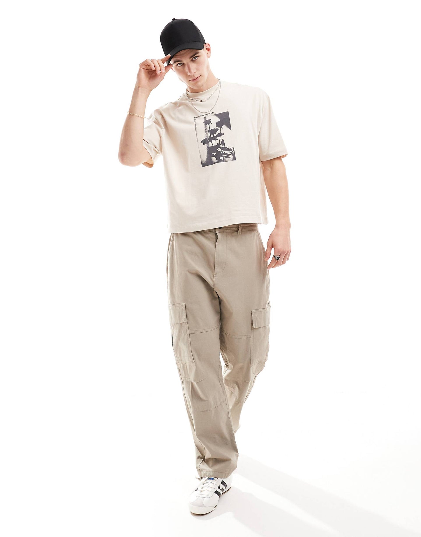 Boxy Oversized T-Shirt With Floral Chest Print