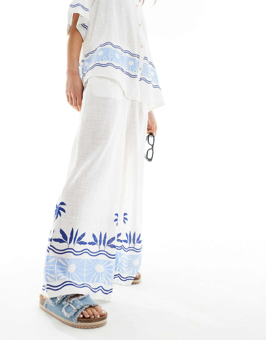 Santorini Sun Printed Beach Trouser Co-Ord