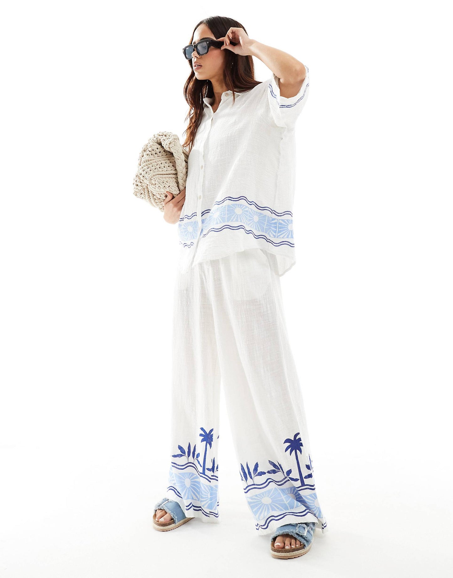 Santorini Sun Printed Beach Trouser Co-Ord