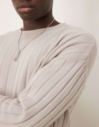 Relaxed Knitted Lambswool Wide Rib Jumper