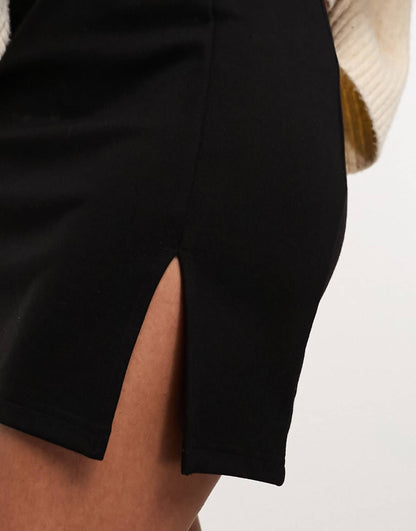 Ponte Split Hem Mini Skirt