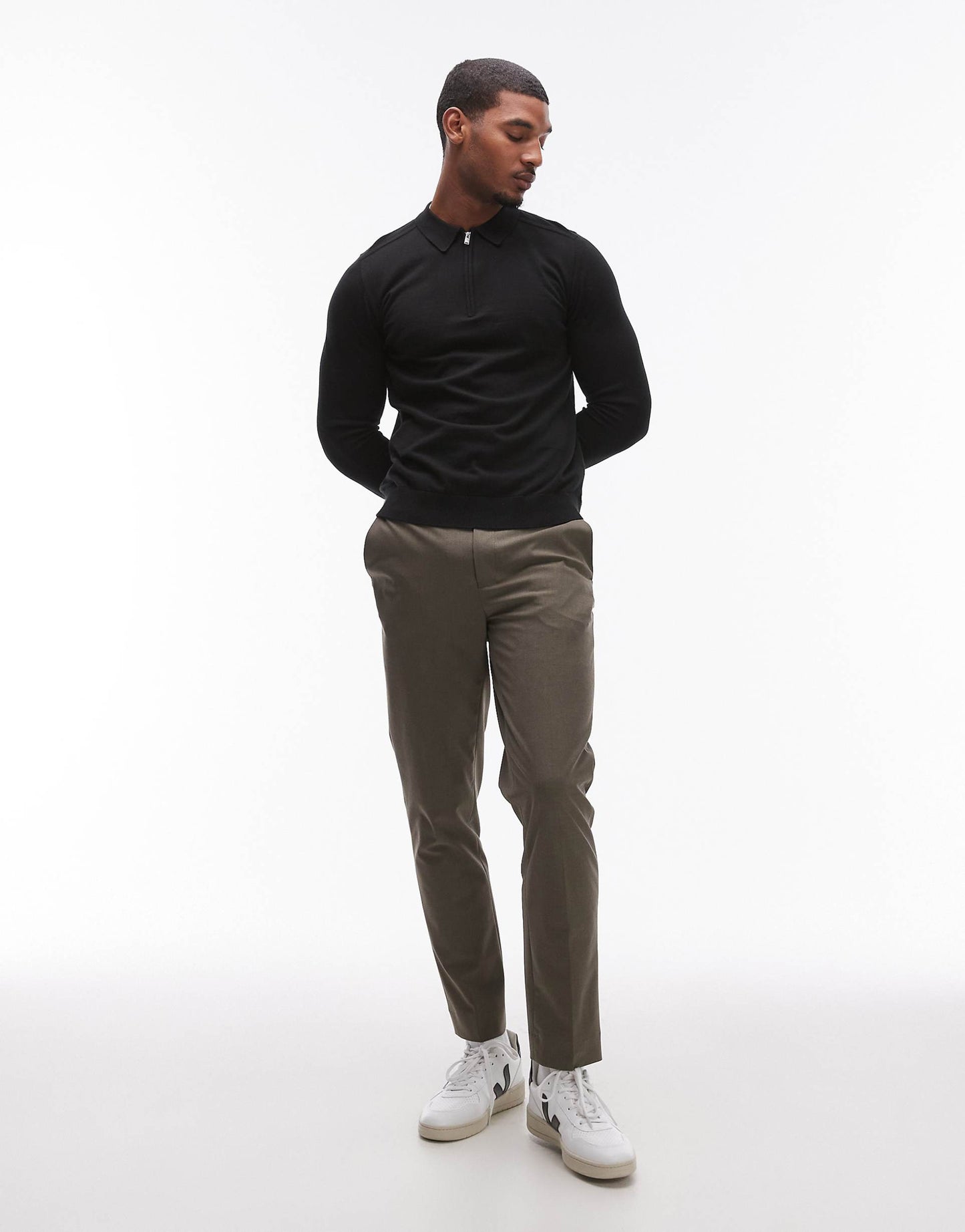 Half Zip Long Sleeve Polo Shirt