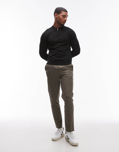 Half Zip Long Sleeve Polo Shirt
