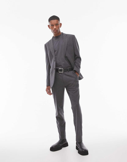 Premium Wool Mix Slim Suit Trousers