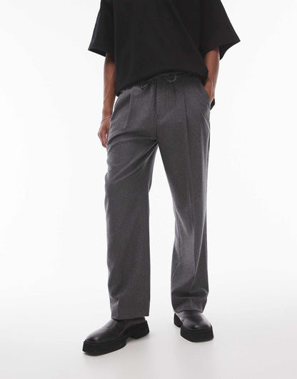 Premium Wool Mix Wide Leg Trousers
