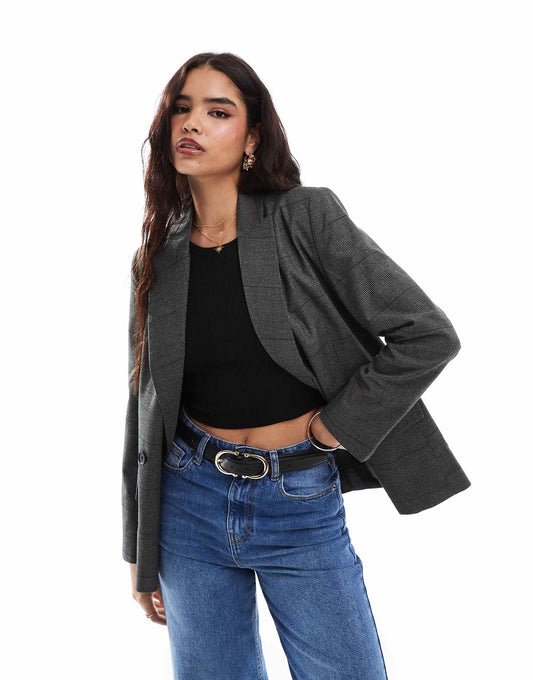 Double Breasted Check Blazer