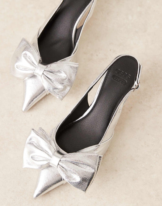 Secret Bow Slingback Kitten Heeled Shoes