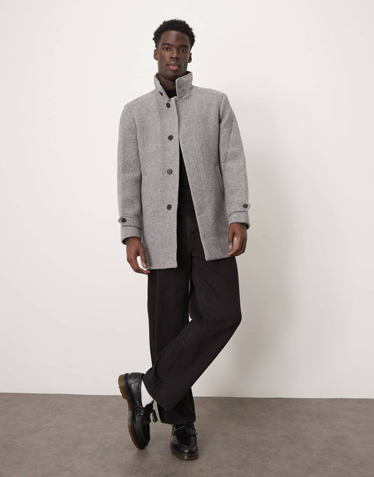 Reuben Overcoat With Funnel Neck