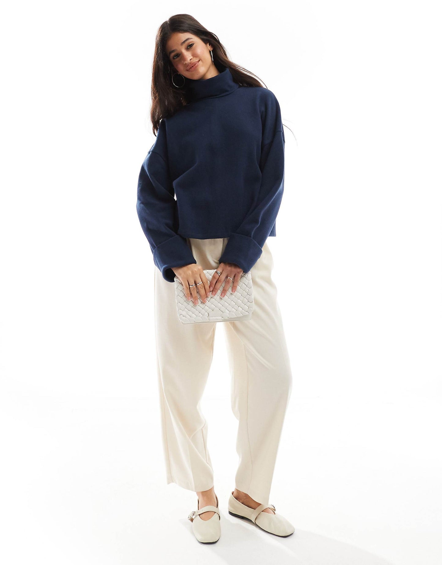 Supersoft Roll Neck Jumper With Cuff Detail