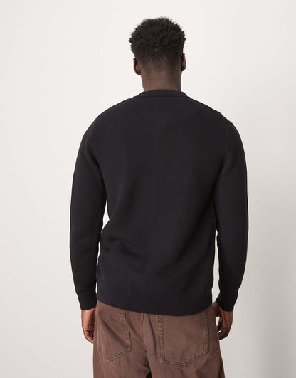 Zip Thru Knitted Long Sleeve Polo Shirt