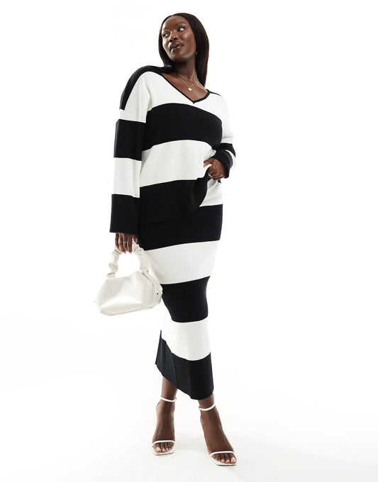 Plus Exclusive V Neck Oversized Jumper Co-Ord