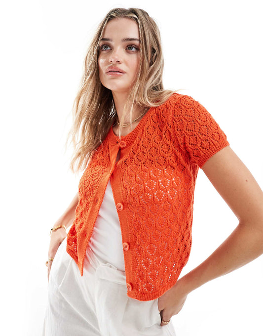 Knitted Short Sleeve Cardigan