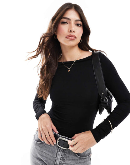 Long Sleeve Boat Neck Bodysuit