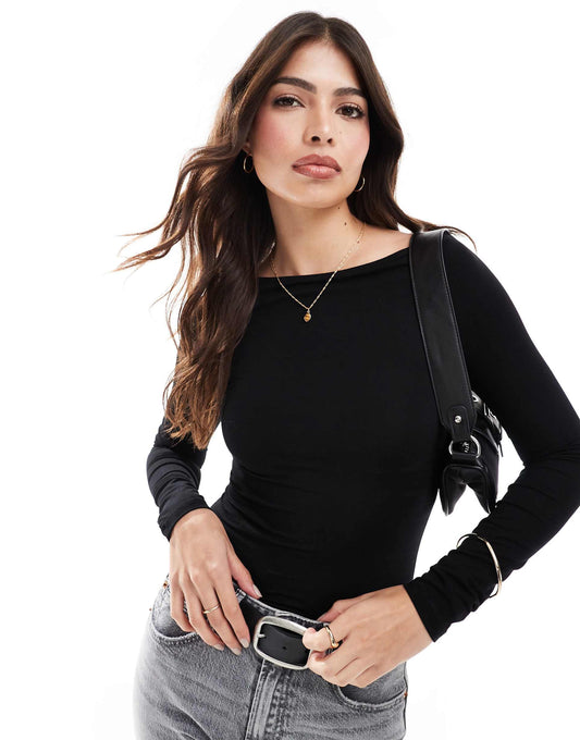 Long Sleeve Boat Neck Bodysuit