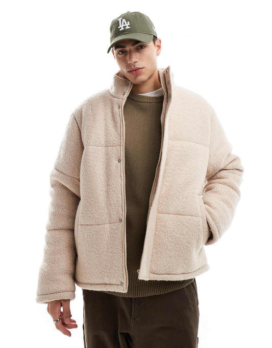 Textured Wool Puffer Jacket