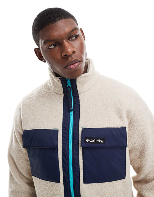 Colourblock Pebbled Full Zip Fleece