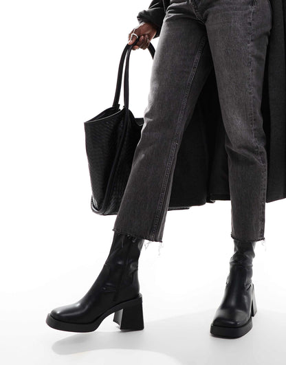 Rome Square Toe Mid-Heel Platform Boots