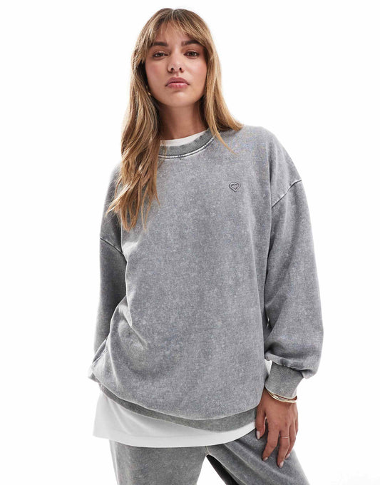 Oversized Acid Wash Sweatshirt Co-Ord