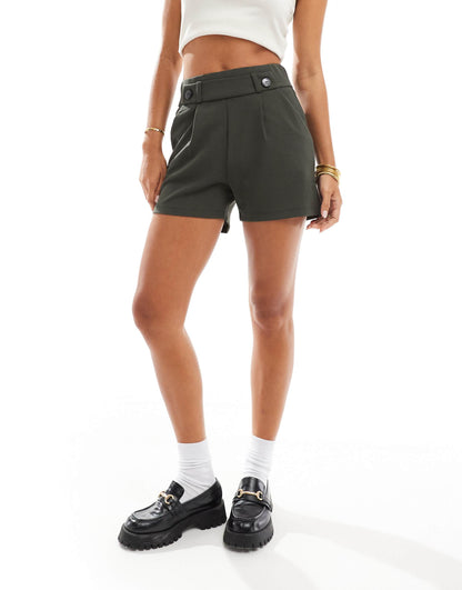 Button Detail Tailored Shorts Co-Ord