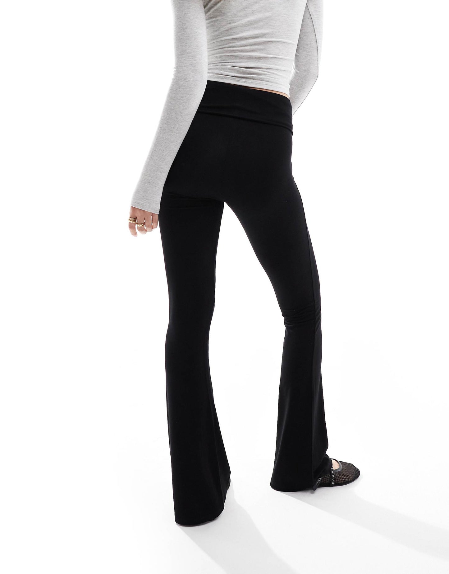 Low Rise Deep Fold Over Waistband Flare Legging