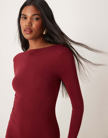 Long Sleeve Slash Neck Maxi Dress