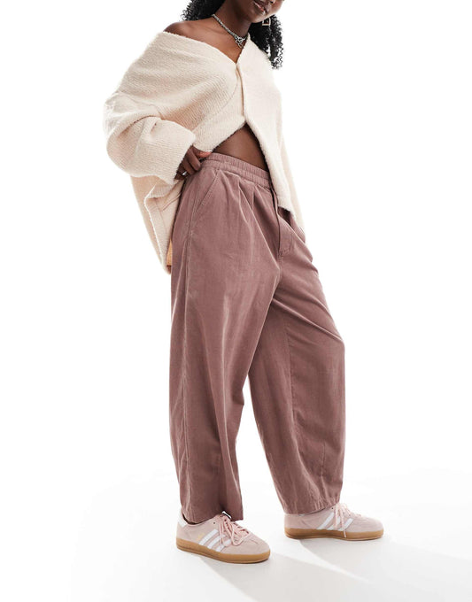 Cord Cropped Balloon Trousers