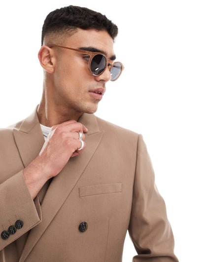 Double Breasted Slim Suit Jacket