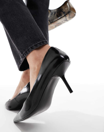 Snatched Pointed Mid Heeled Court Shoes