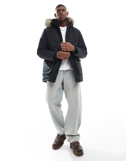 Parka With Detachable Fur Hood