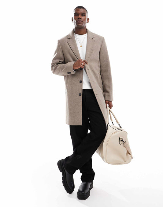 Wool Mix Long Overcoat