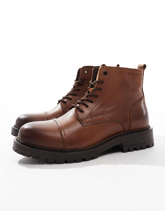 Chunky Leather Lace Up Boot