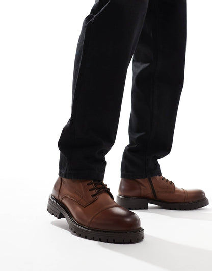 Chunky Leather Lace Up Boot