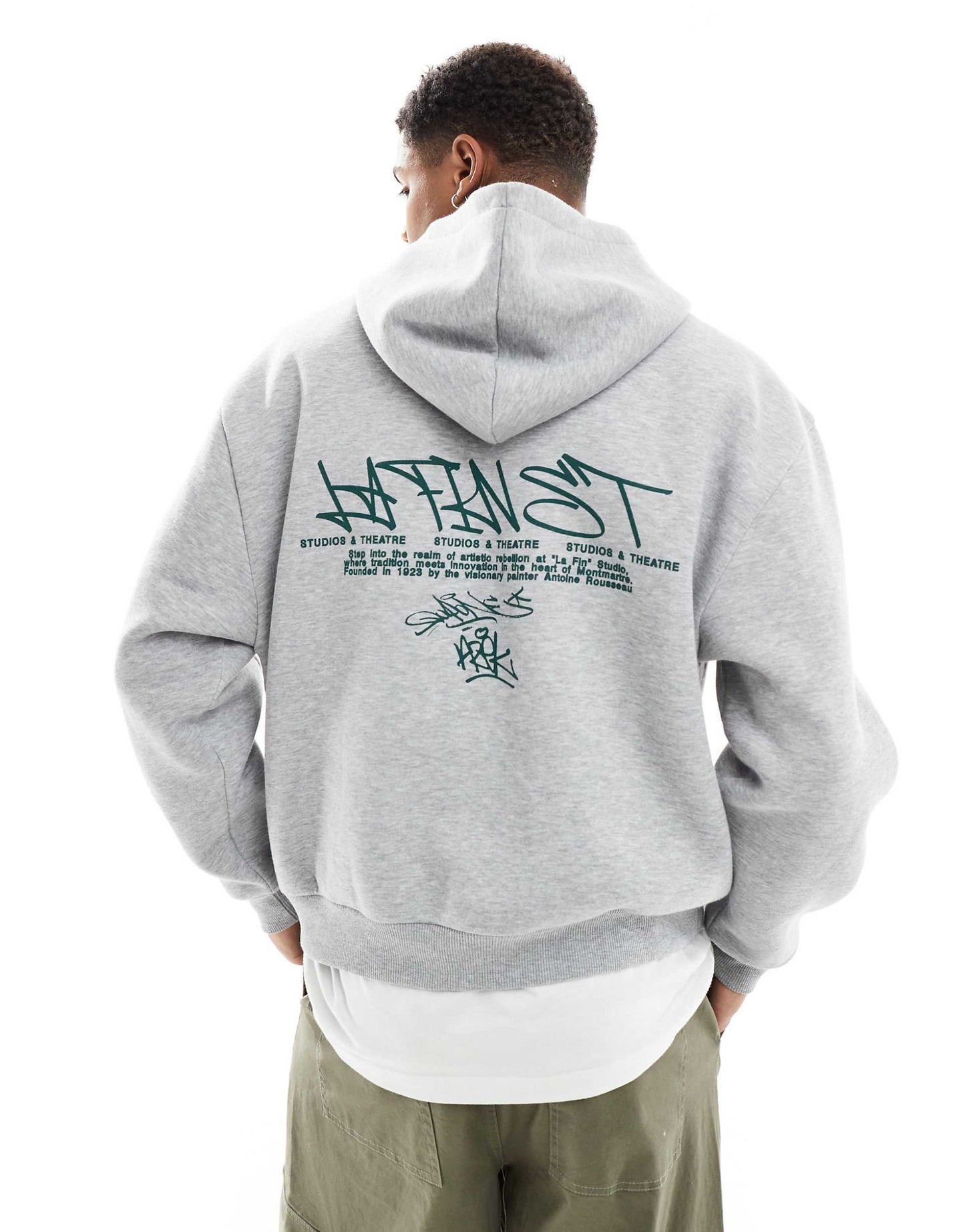 Boxy Oversized Hoodie With Seam Details And Prints