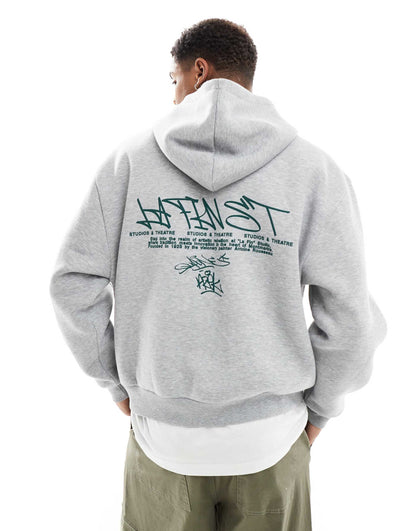 Boxy Oversized Hoodie With Seam Details And Prints