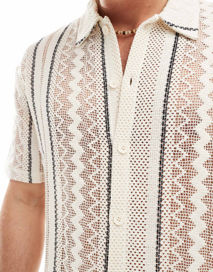 Textured Abstract Stripe Shirt