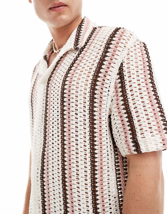 Textured Pink Stripe Shirt